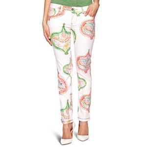 Desigual 32 white paisley slim fit pants pockets